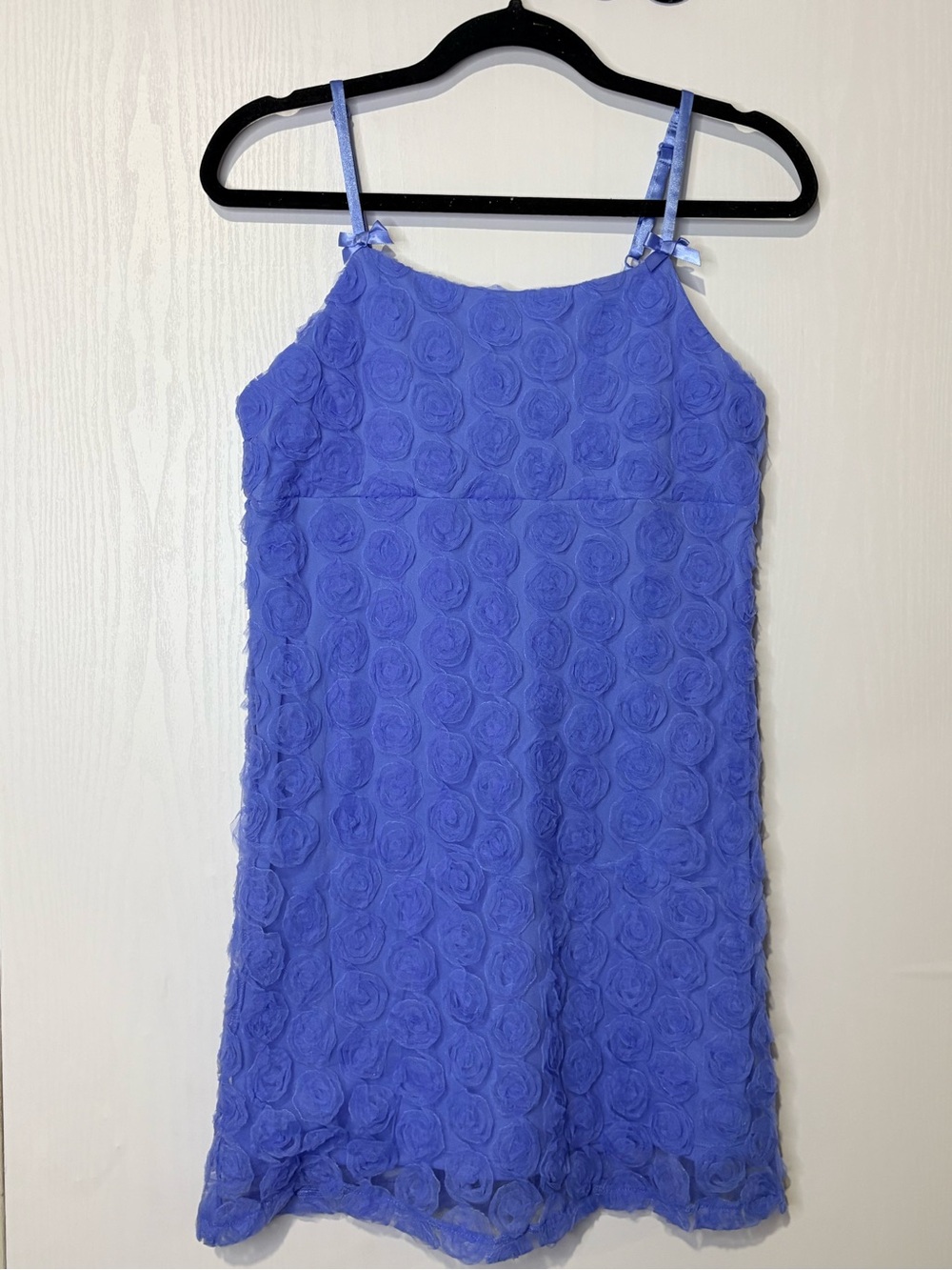 Rewind Blue Floral Rosette Spaghetti-Strap Dress